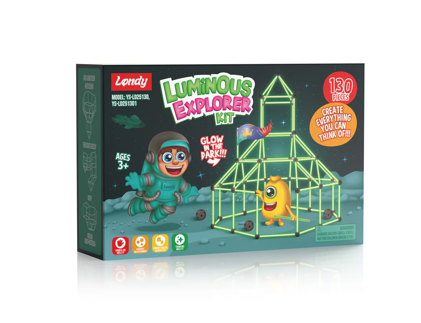 LONDY Luminous Explorer 130-Piece Glow Fort Building Kit